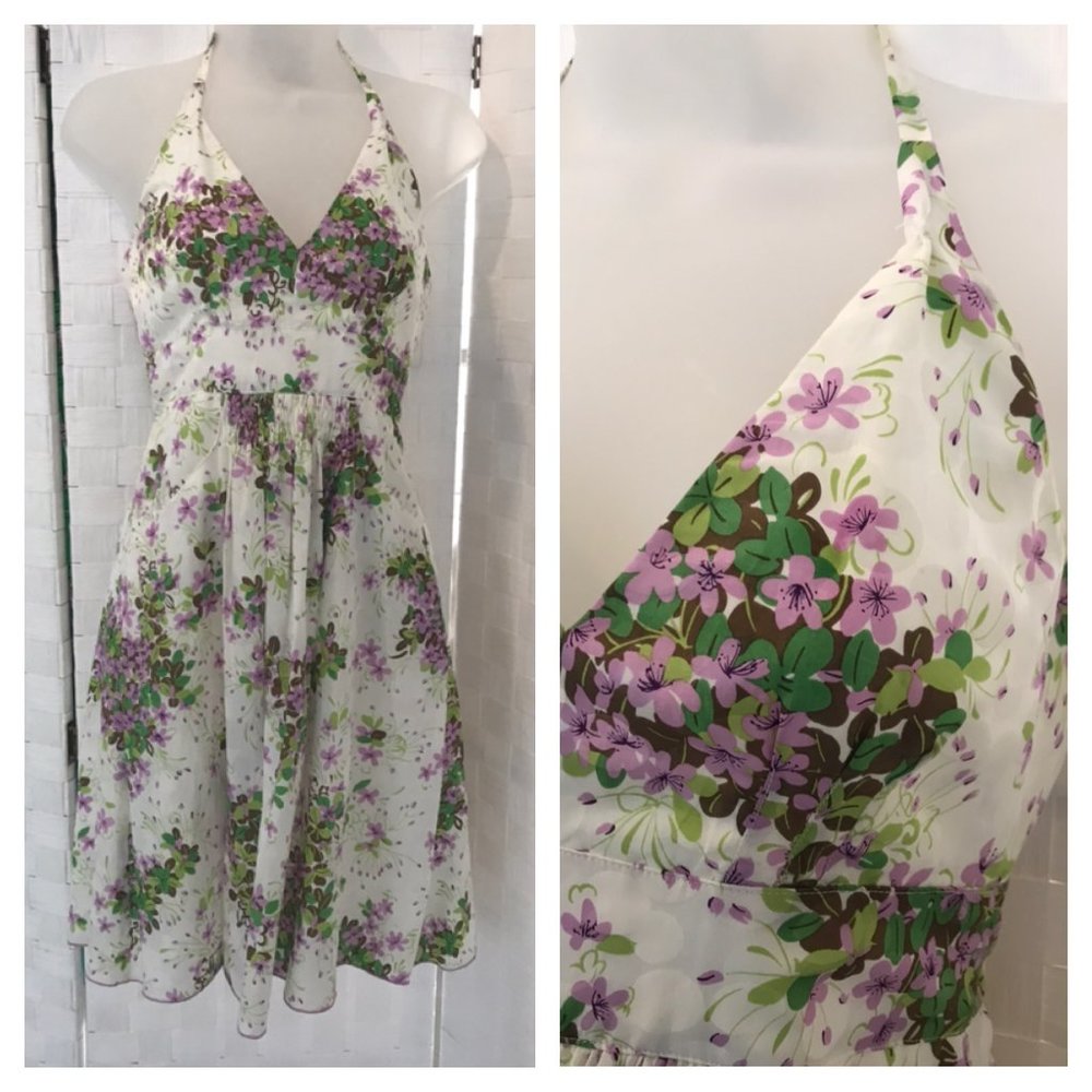 Anna Sui forAnthropologie white/lilac halter dress